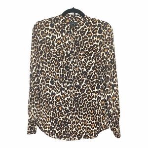 J. Crew Women’s Silk Leopard Print Button Down Blouse Top Size 4 Style E6419